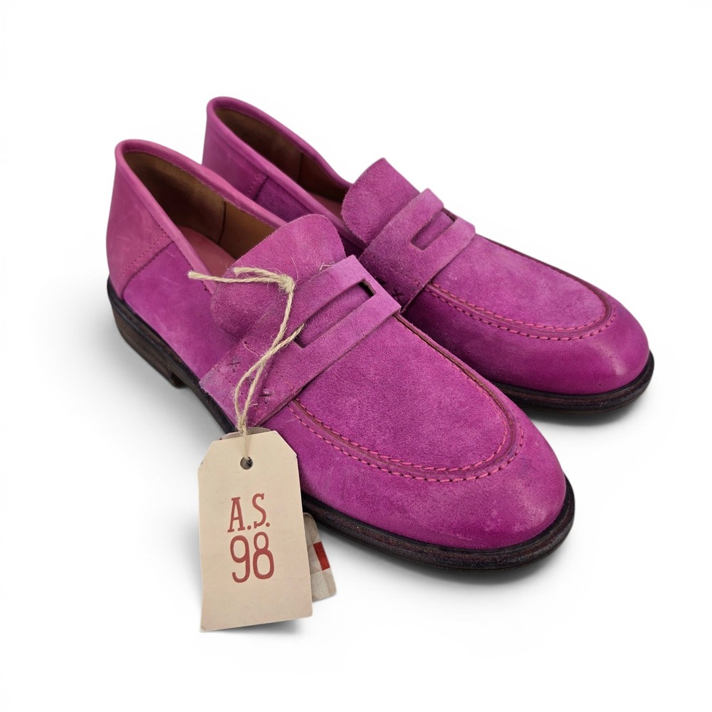 A.S.98 Pink Suede Penny Loafers‎ EU 41 US 10 Boho Luxe Italian Leather Moccasin